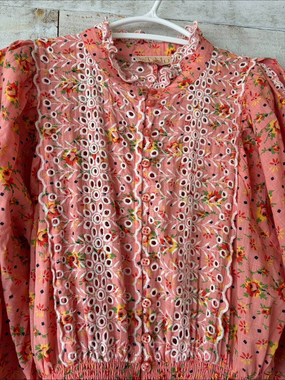 Romantic Prairie Floral Cotton Maxi Dress Embroidered Boho Cottagecore - Picture 6 of 12